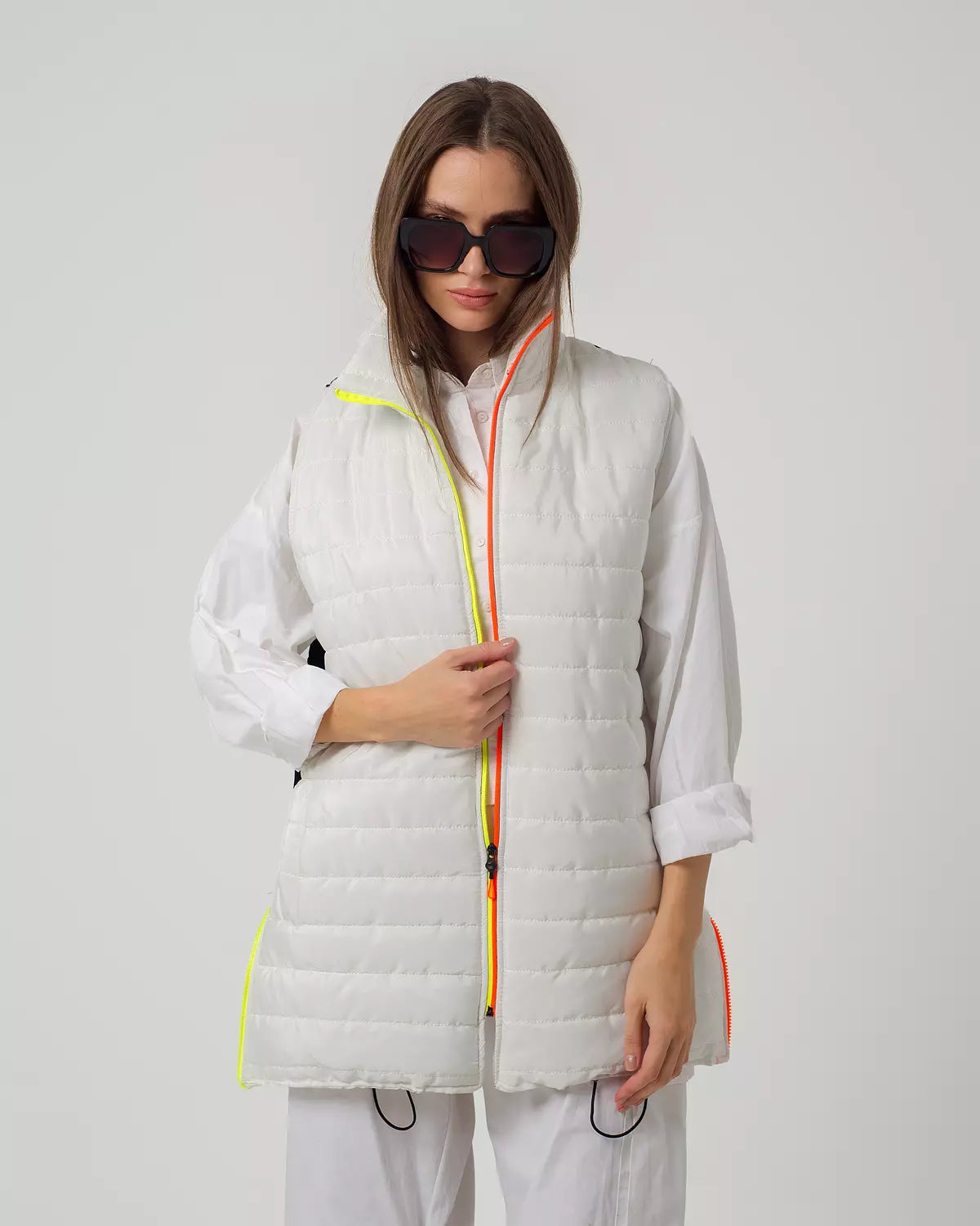 White Pump Vest With Funky Zipper