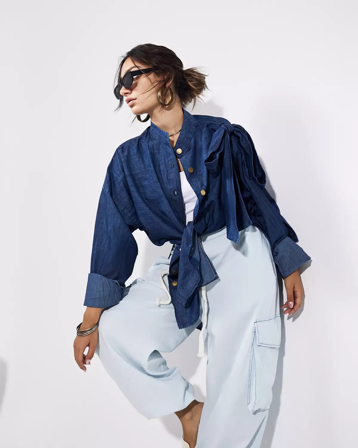 Bow Denim Shirt