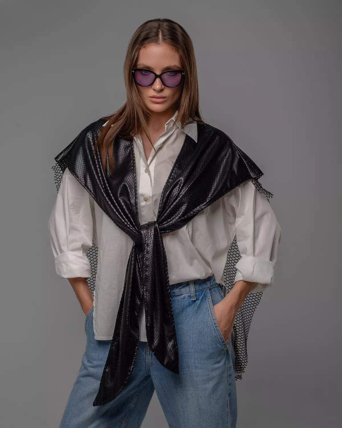 Net Leather Vest