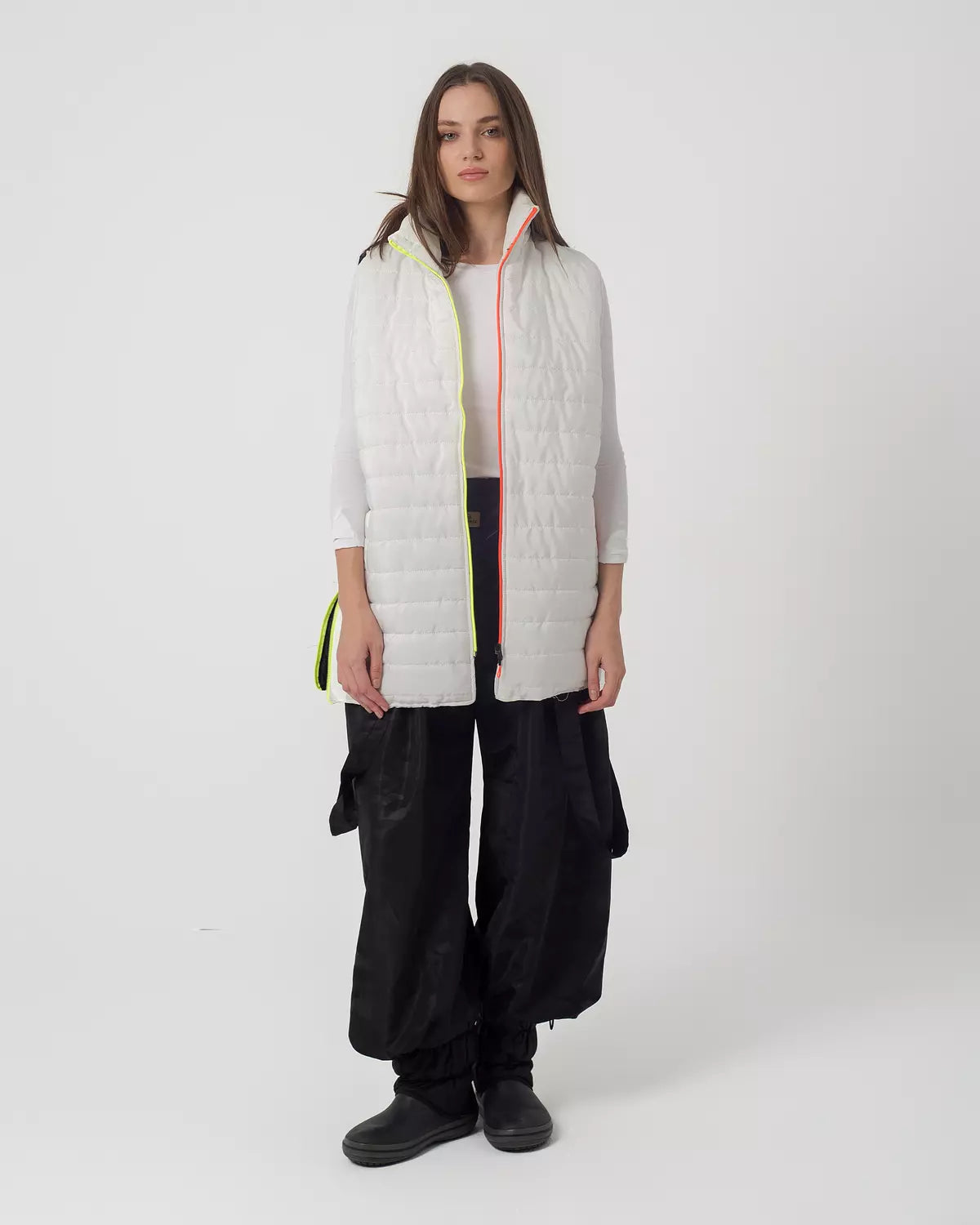 White Pump Vest With Funky Zipper