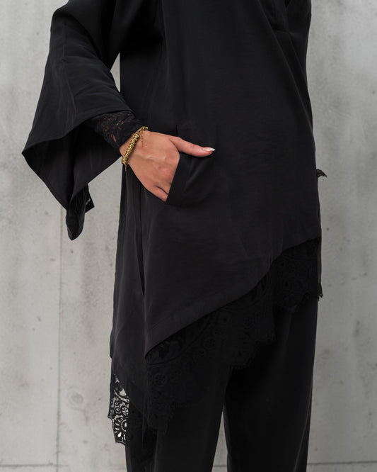 Camellia Blouse Black- Black Lace
