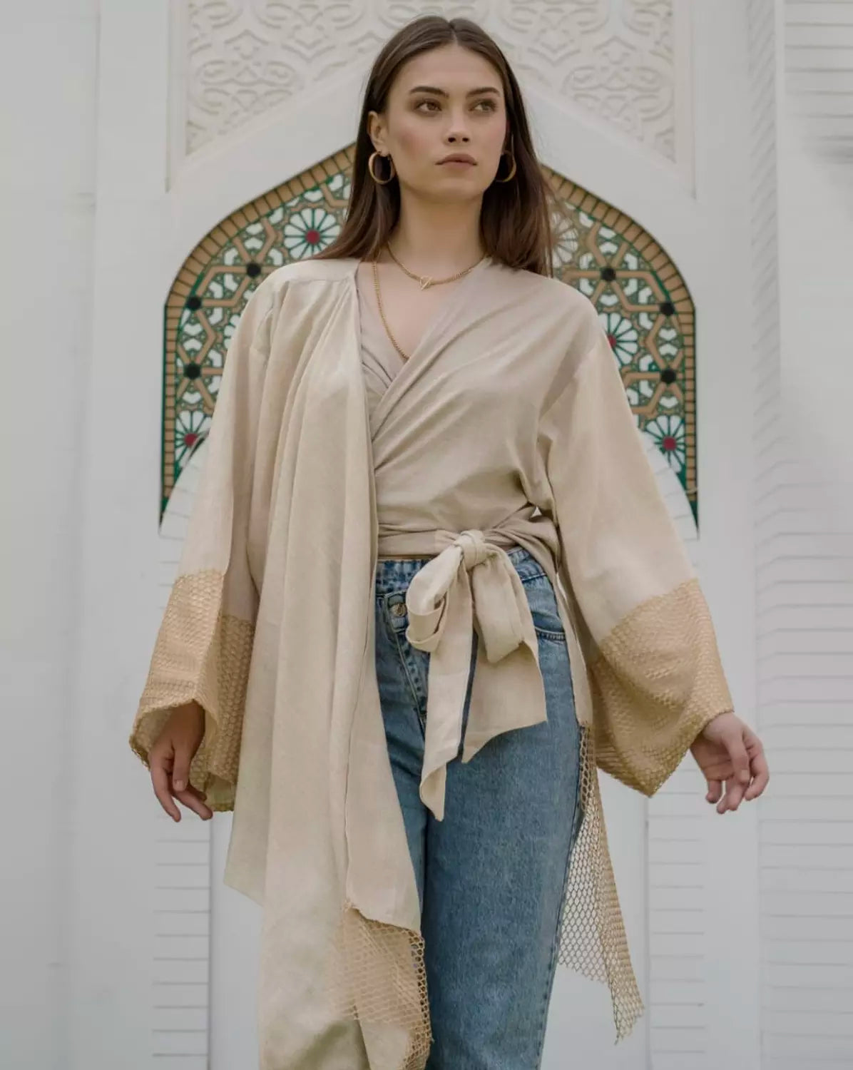 Beige Linen Top