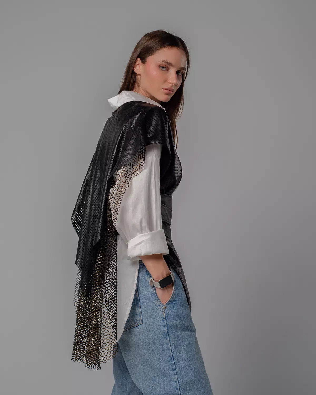 Net Leather Vest