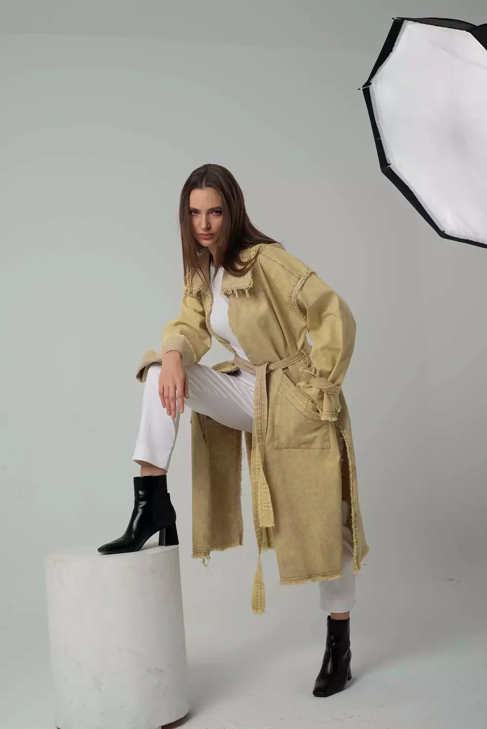 Beige Denim Coat
