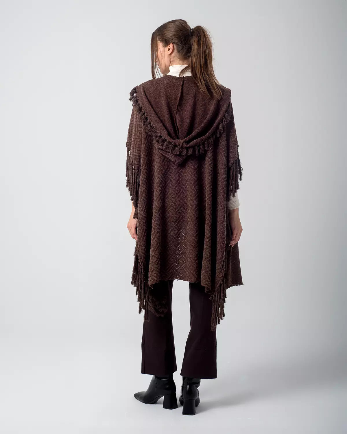Brown Boho Handmade Fringes Cape