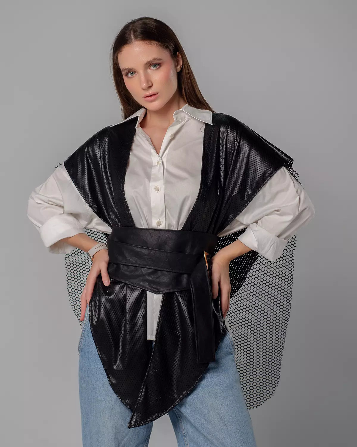 Net Leather Vest