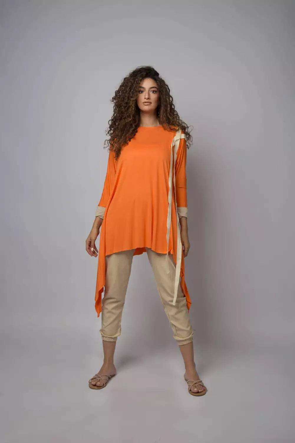 Orange Gold-striped Top