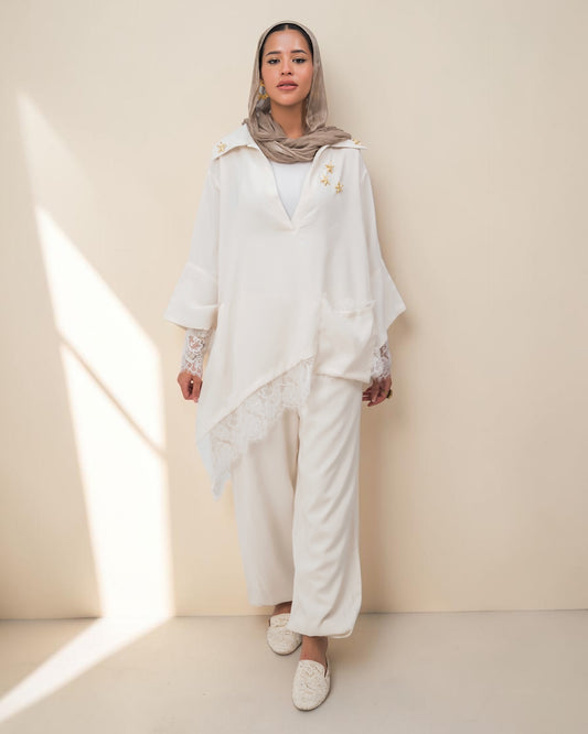 Camellia Blouse White - White Lace