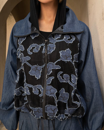 Floral Jacket - Dark Blue Jeans