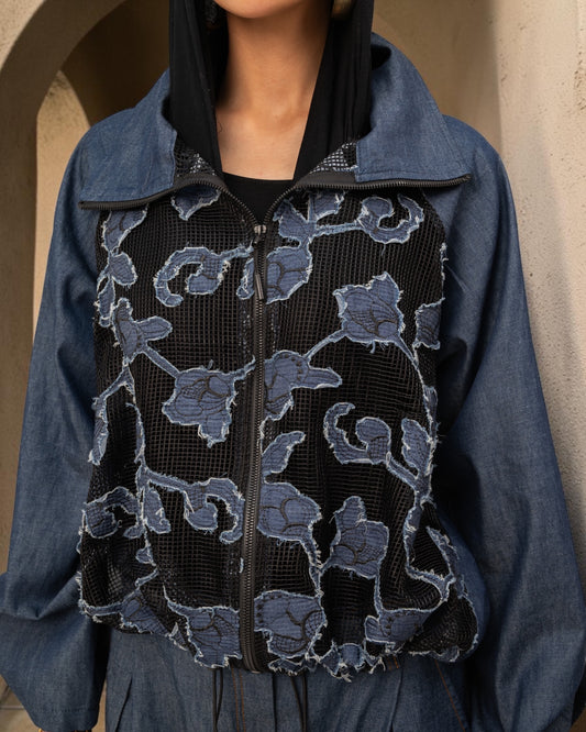 Floral Jacket - Dark Blue Jeans