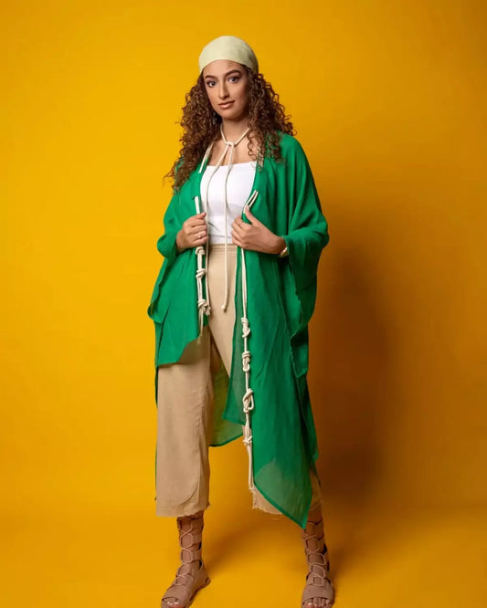 Green Robbing Linen Cardigan