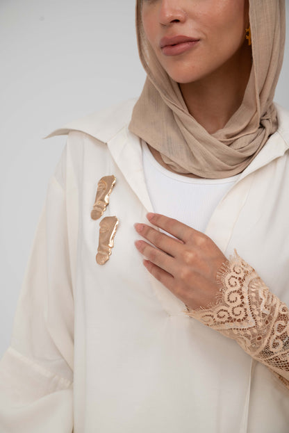 Camellia Blouse White - Rose Gold Lace