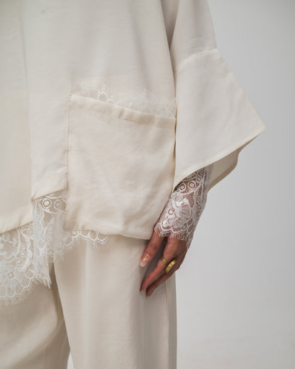 Camellia Blouse White - White Lace