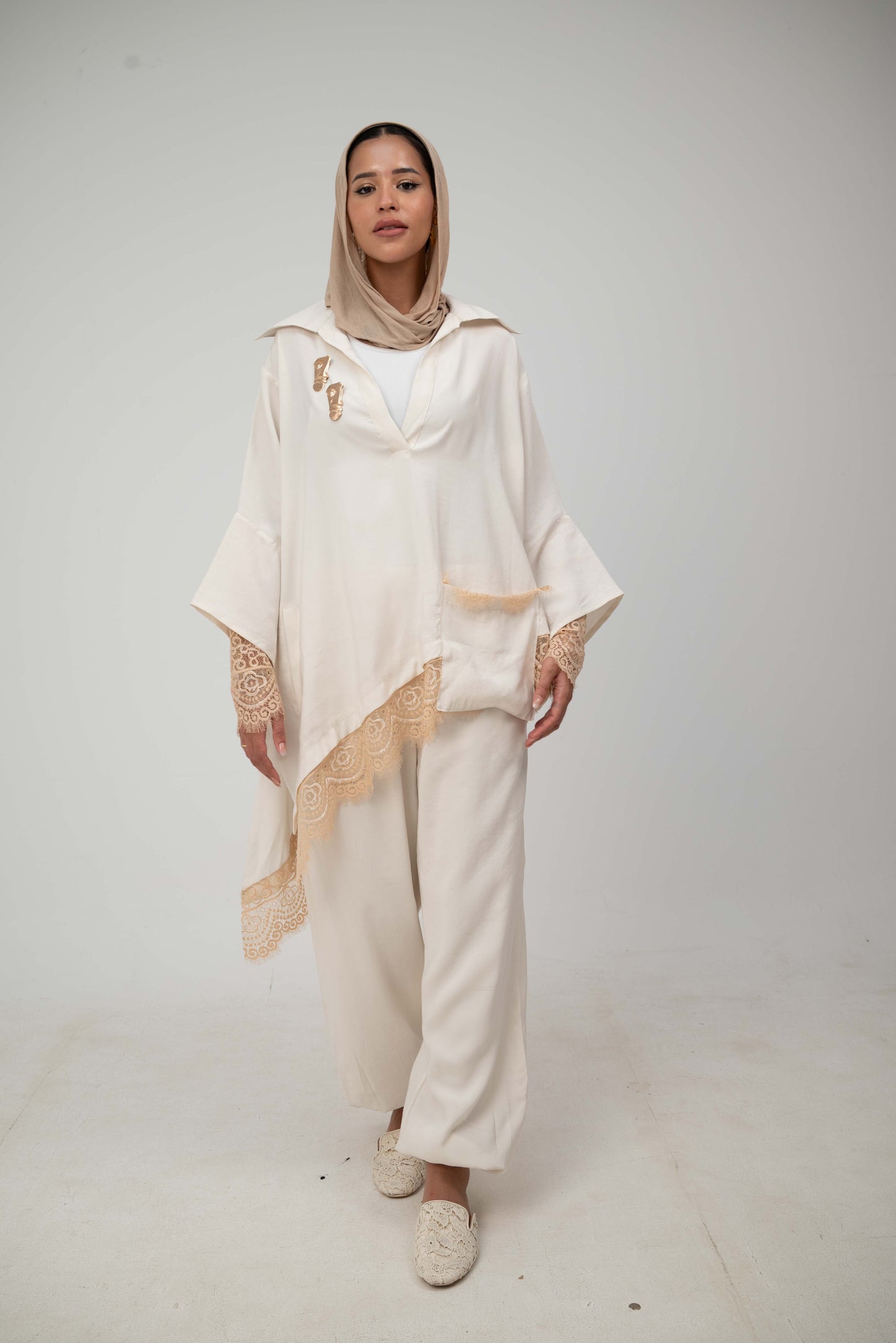 Camellia Blouse White - Rose Gold Lace
