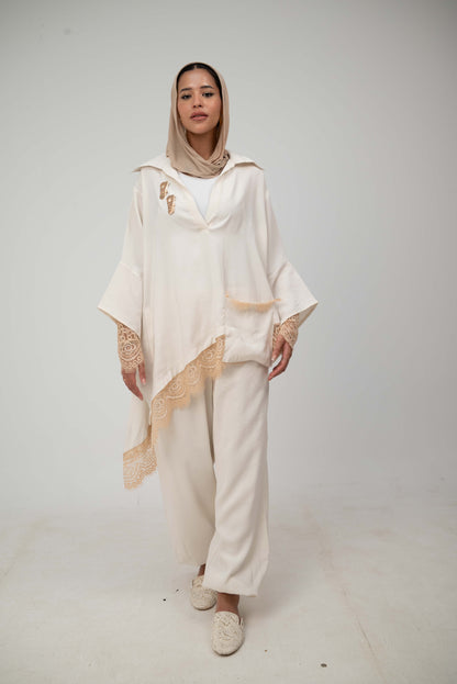 Camellia Blouse White - Rose Gold Lace
