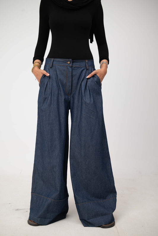 Wide leg Pants - Dark Blue Jeans