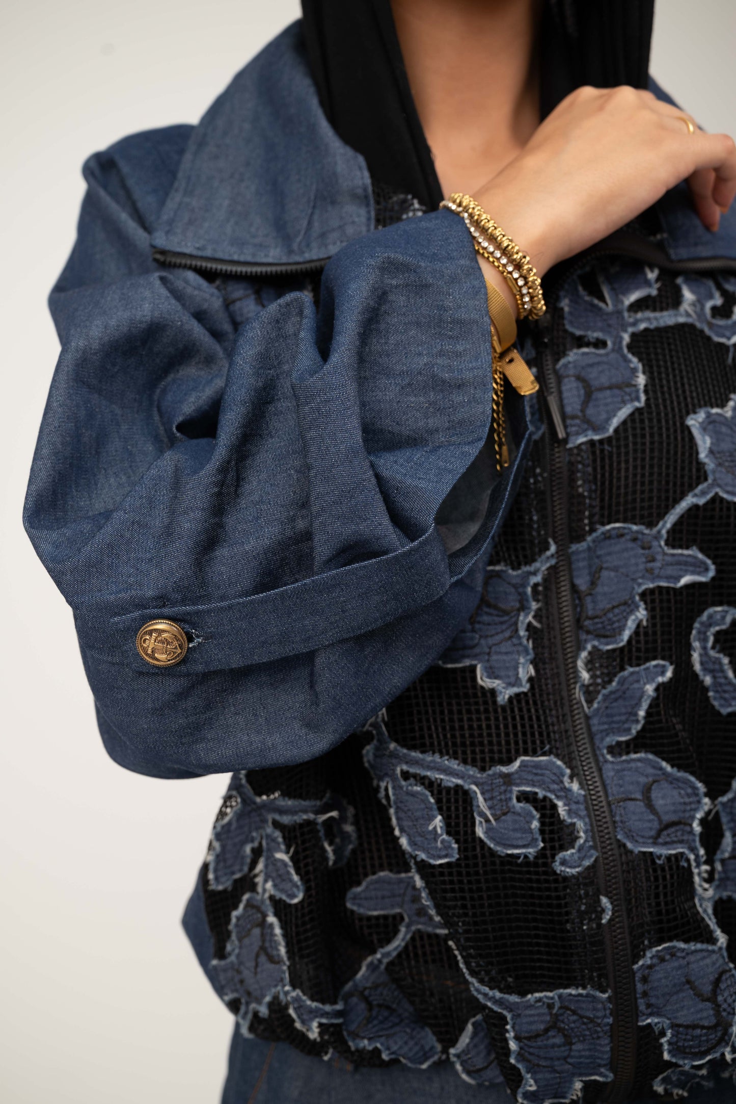 Floral Jacket - Dark Blue Jeans