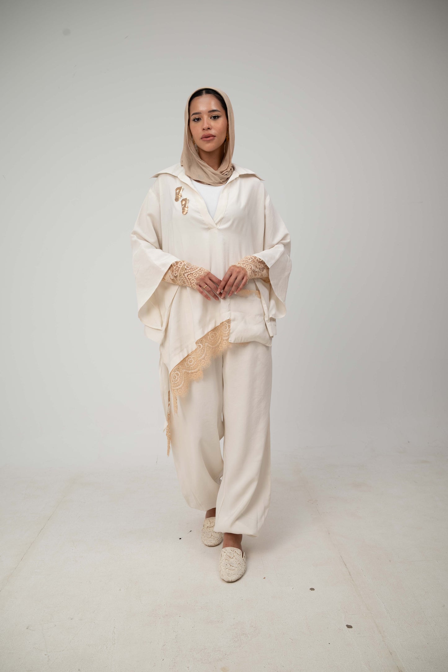 Camellia Blouse White - Rose Gold Lace