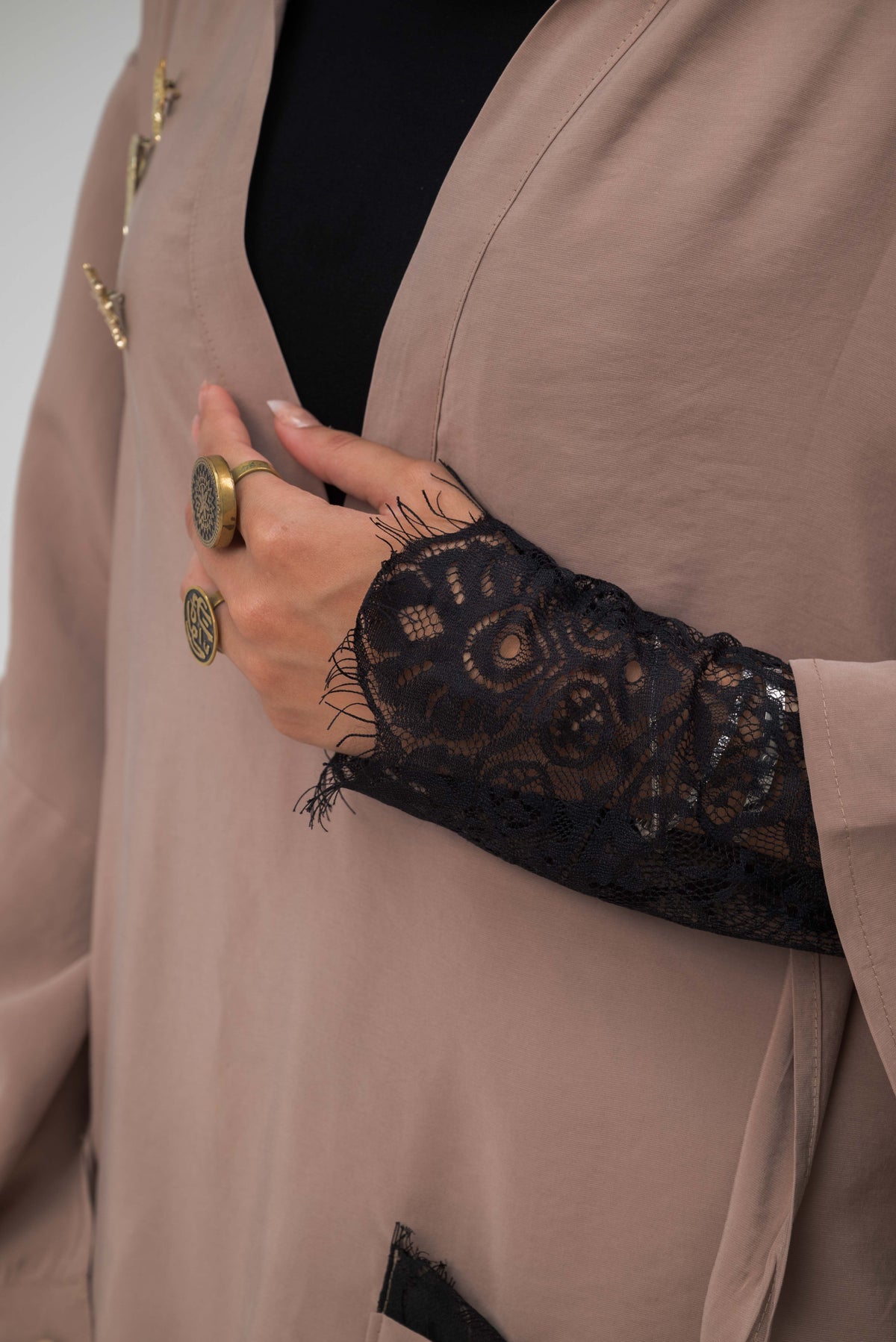 Camellia Blouse Coffee - Black Lace