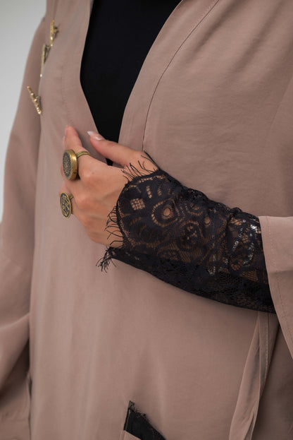 Camellia Blouse Coffee - Black Lace