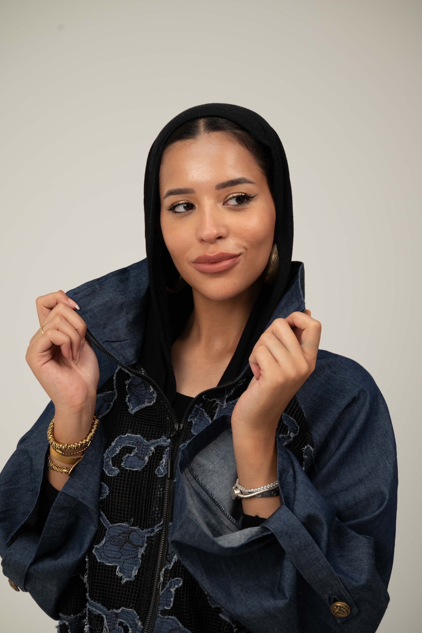 Floral Jacket - Dark Blue Jeans