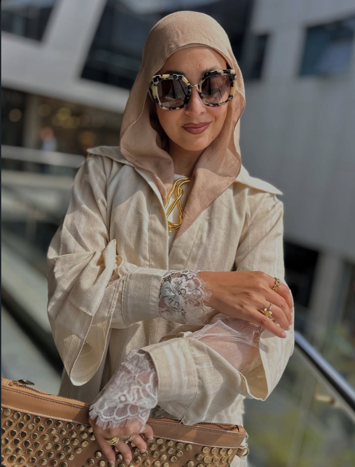 Lace shirt beige