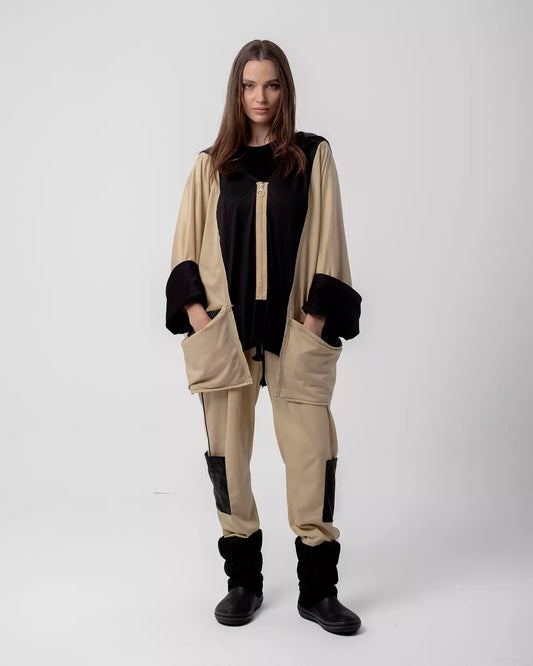 Beige & Black Tracksuit