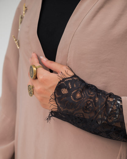 Camellia Blouse Coffee - Black Lace
