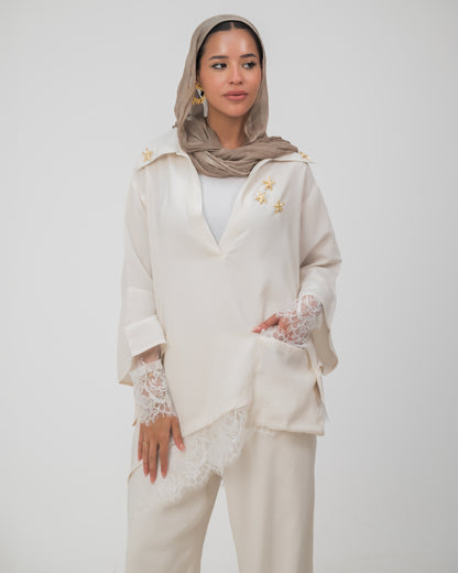 Camellia Blouse White - White Lace