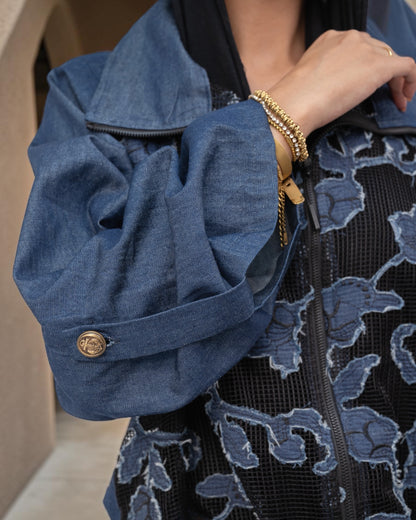 Floral Jacket - Dark Blue Jeans