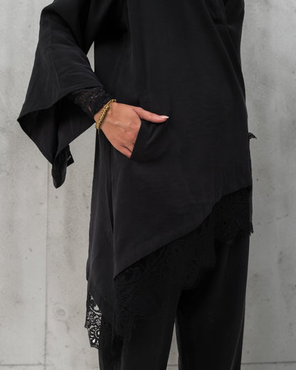 Camellia Blouse Black- Black Lace