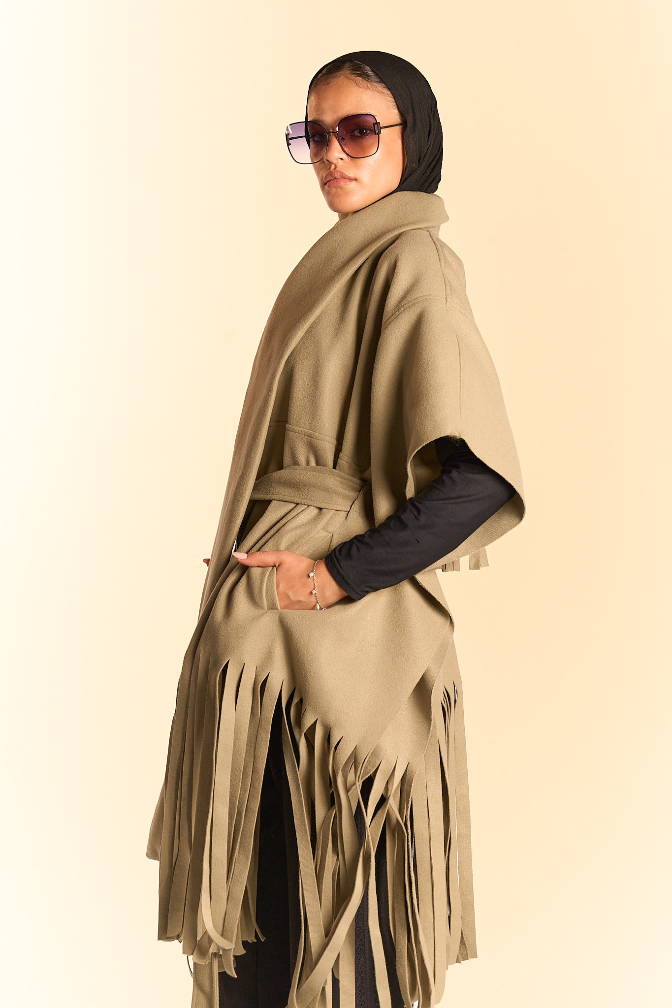 Fringe Cape - Mint Green