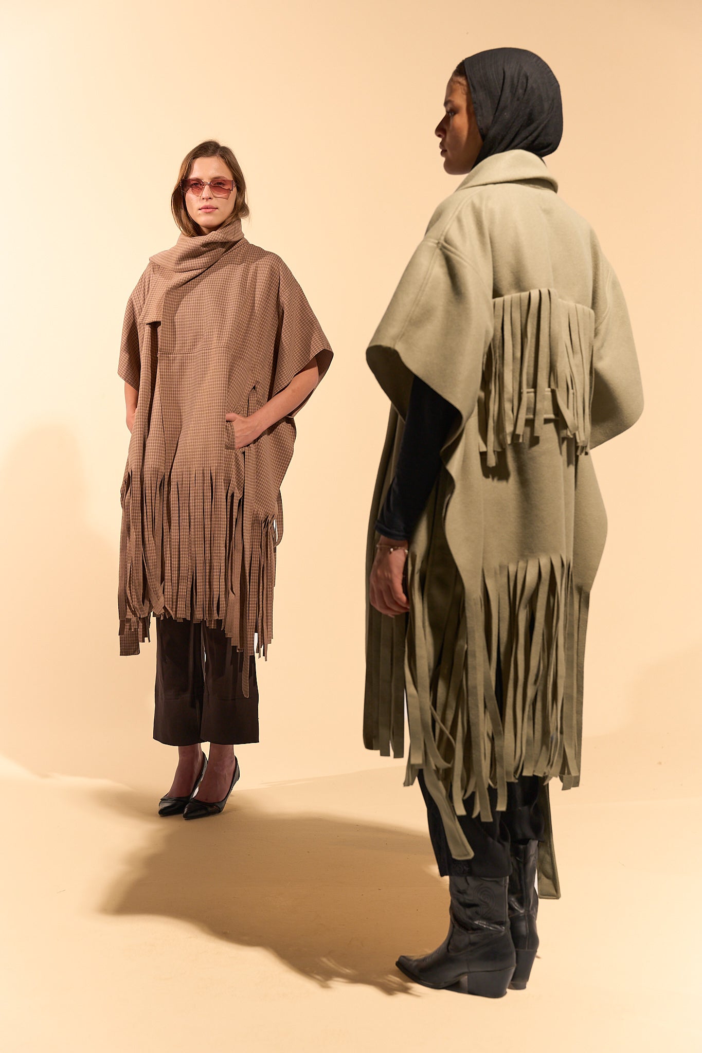 Fringe Cape - Brown