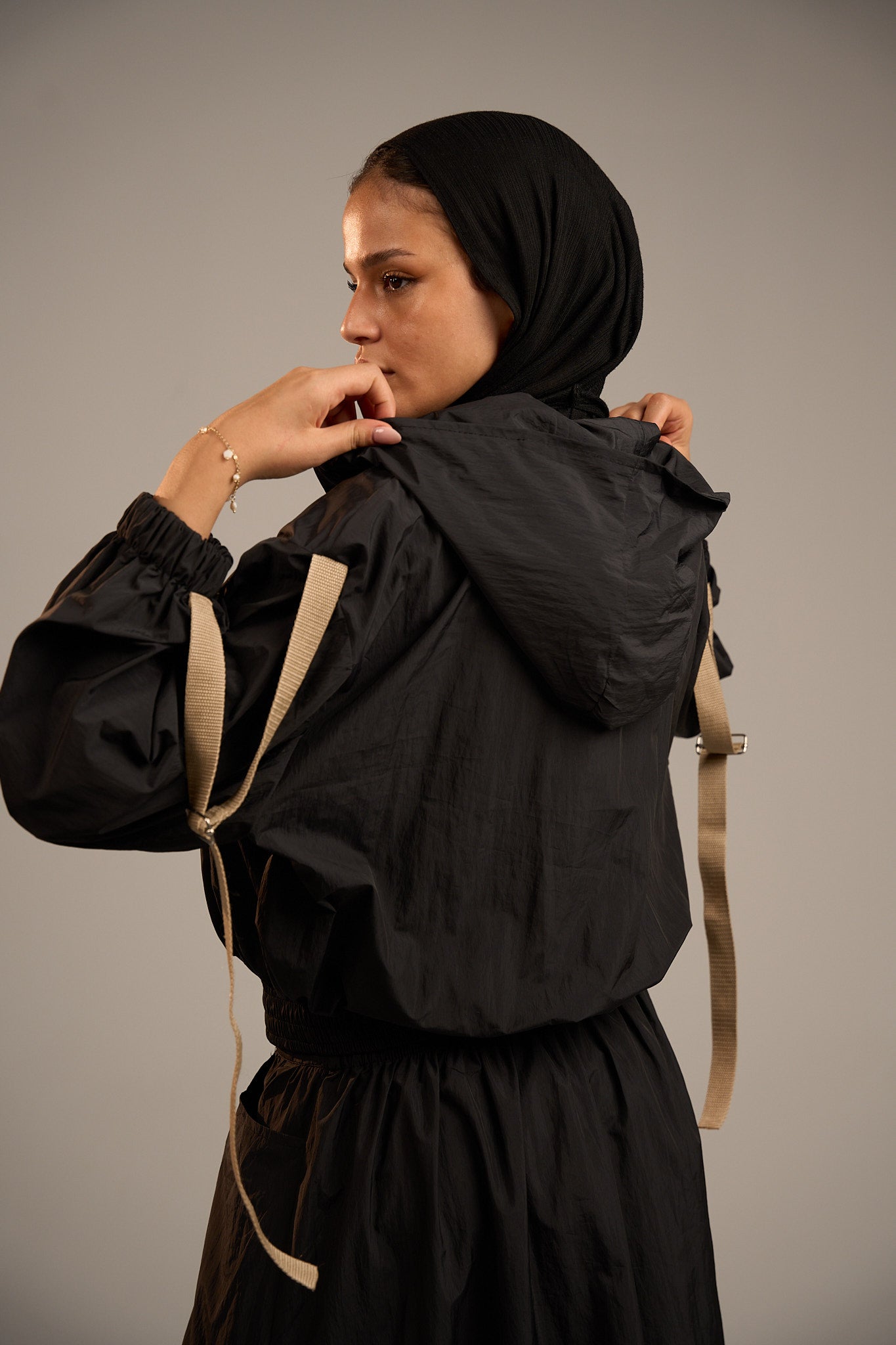 Reva Jacket - Black in Beige