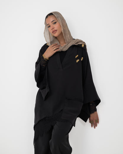 Camellia Blouse Black- Black Lace