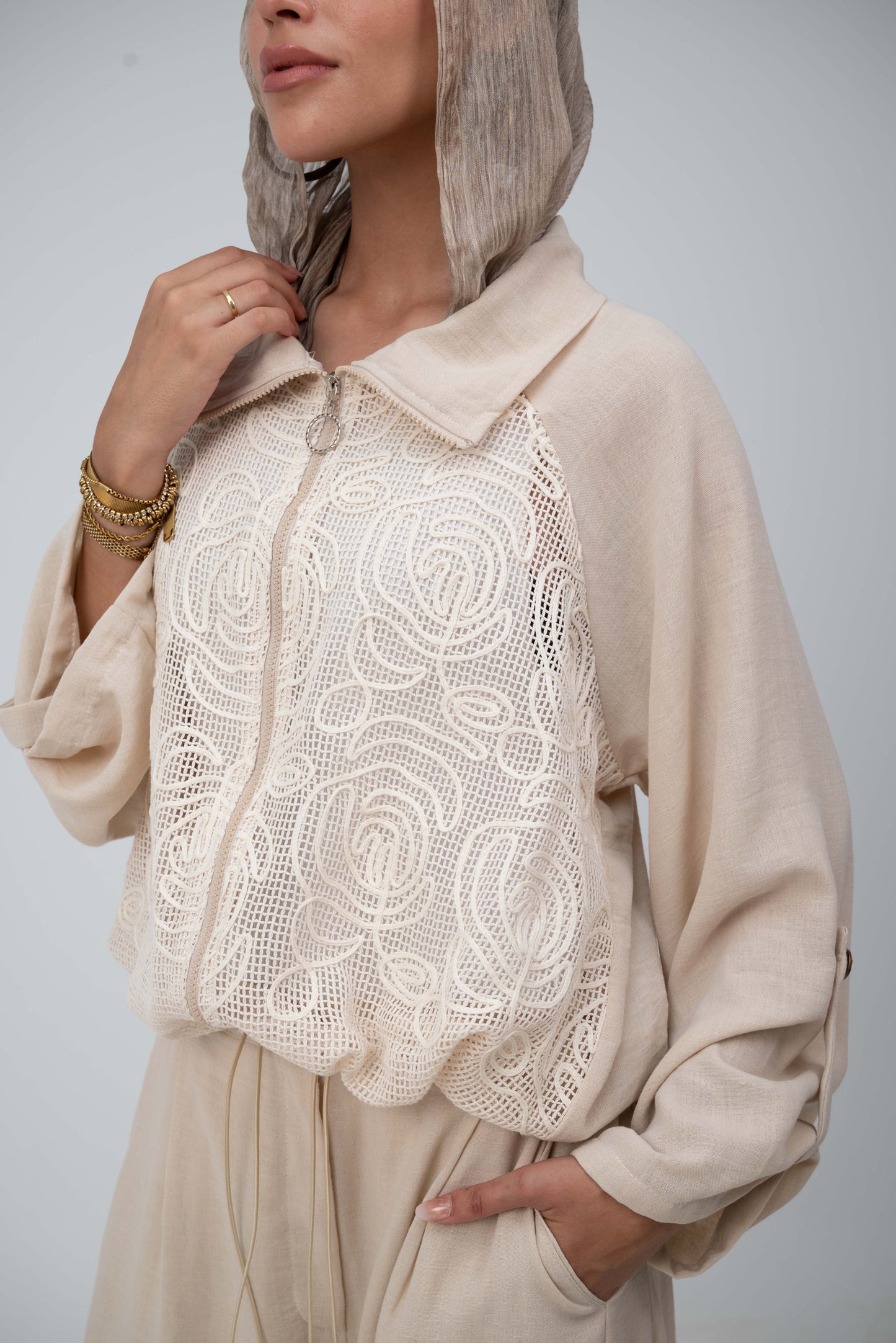 Floral Jacket - Beige