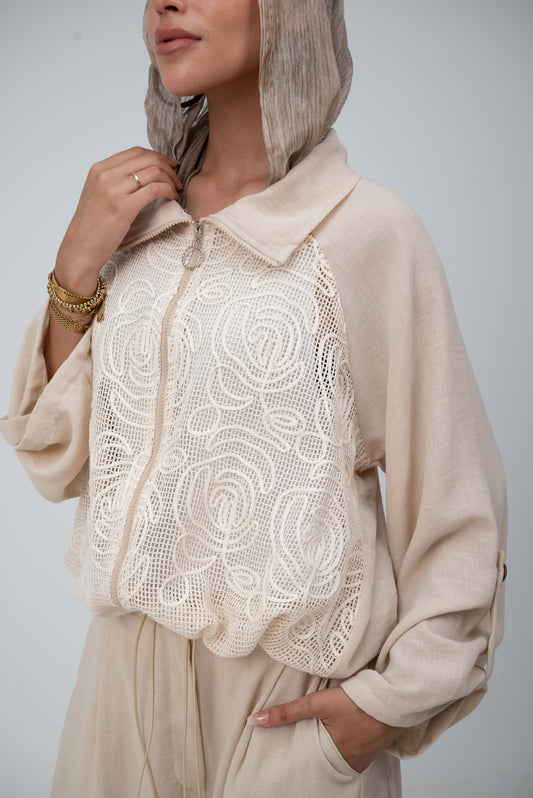 Floral Jacket - Beige