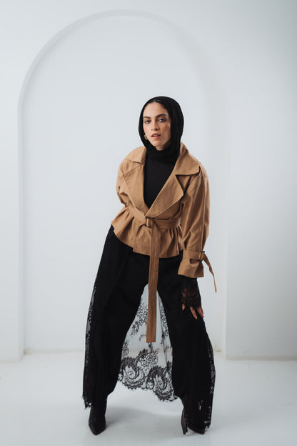 Lace Trench Coat - Beige