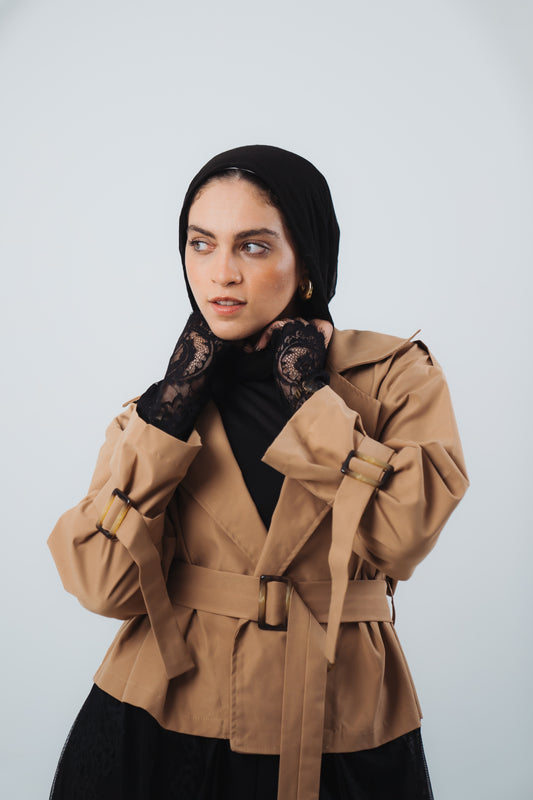 Lace Trench Coat - Beige
