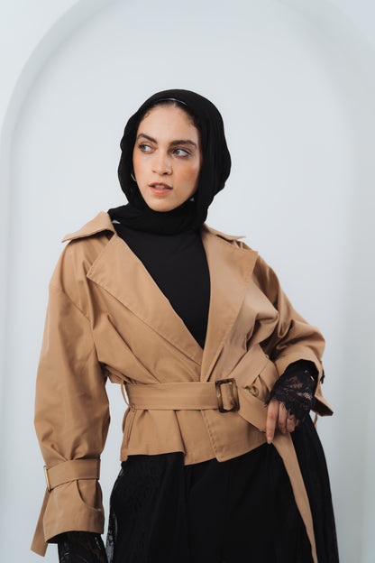 Lace Trench Coat - Beige