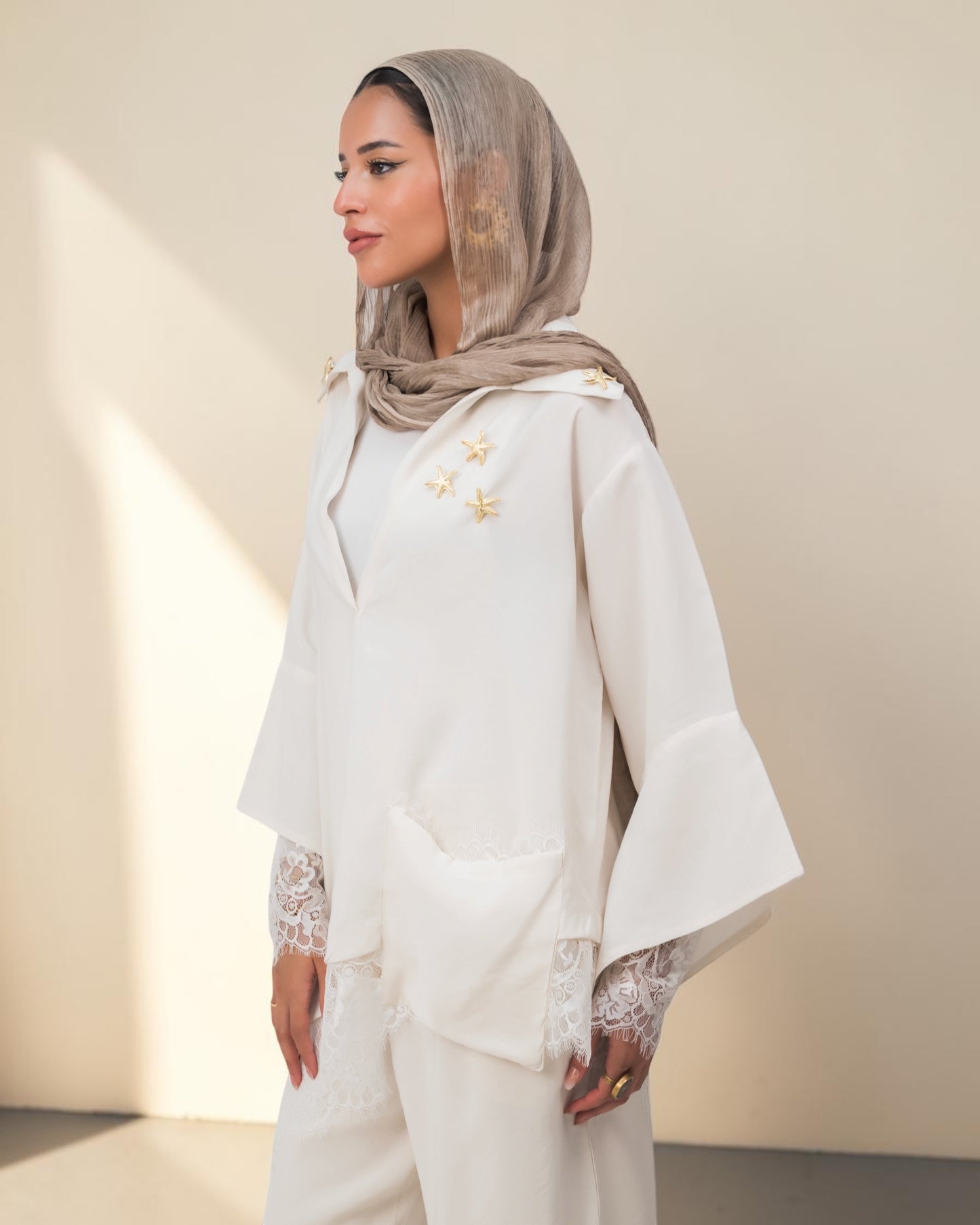 Camellia Blouse White - White Lace