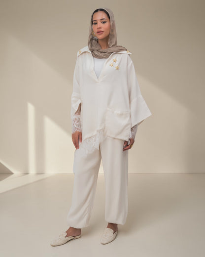 Camellia Blouse White - White Lace