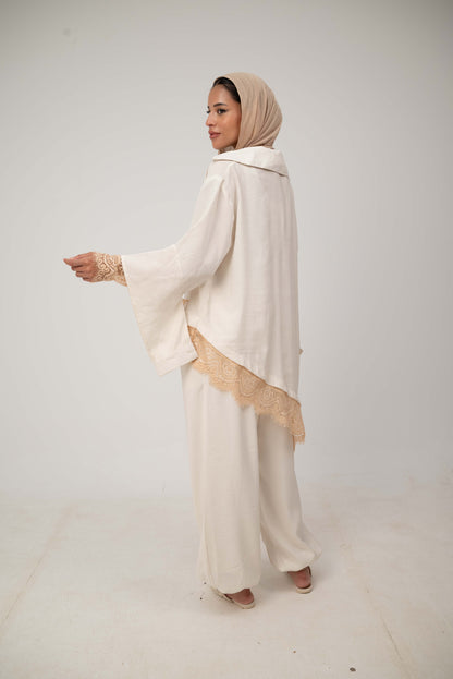 Camellia Blouse White - Rose Gold Lace