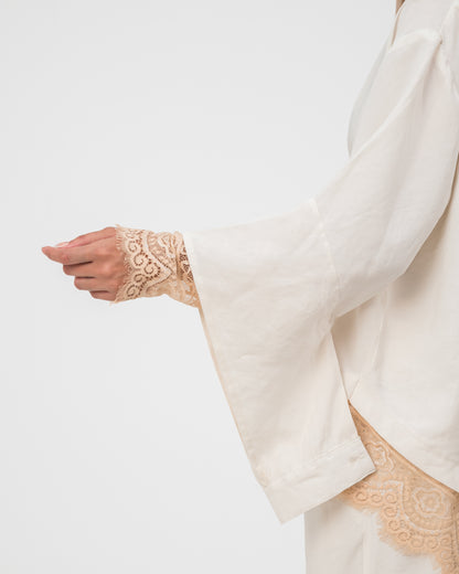Camellia Blouse White - Rose Gold Lace