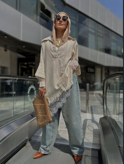 Lace shirt beige