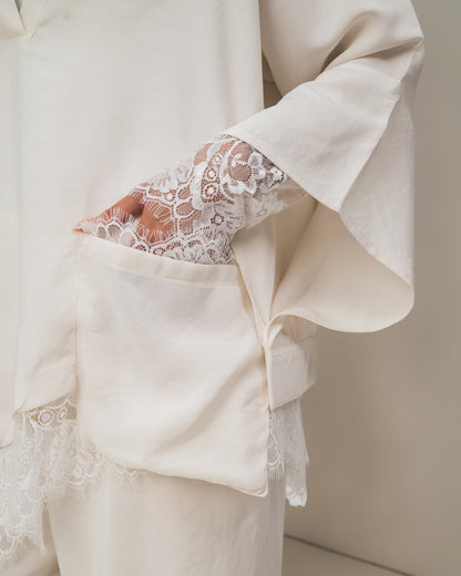 Camellia Blouse White - White Lace