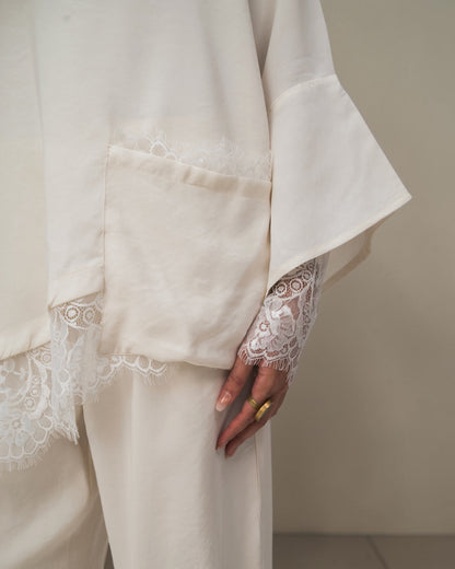 Camellia Blouse White - White Lace