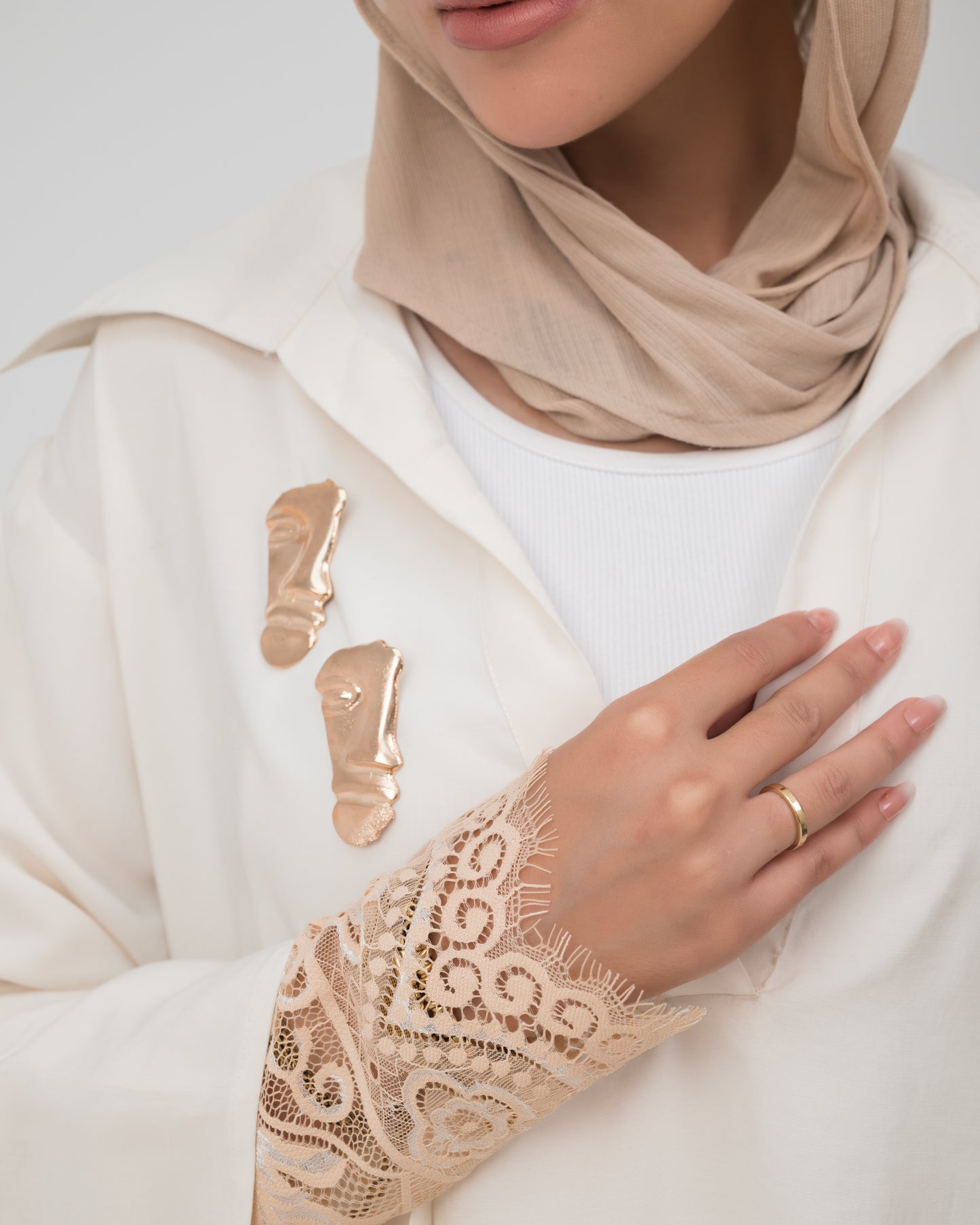 Camellia Blouse White - Rose Gold Lace