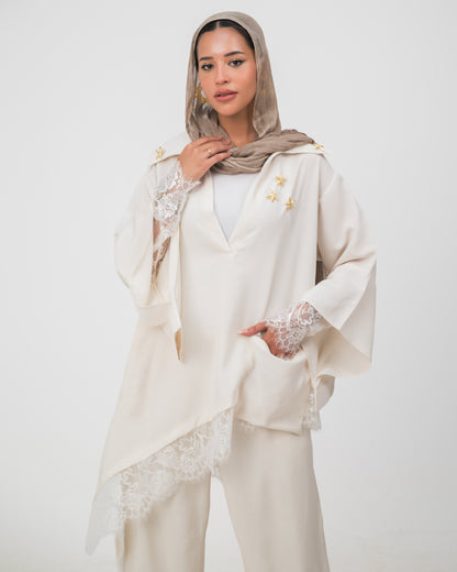 Camellia Blouse White - White Lace
