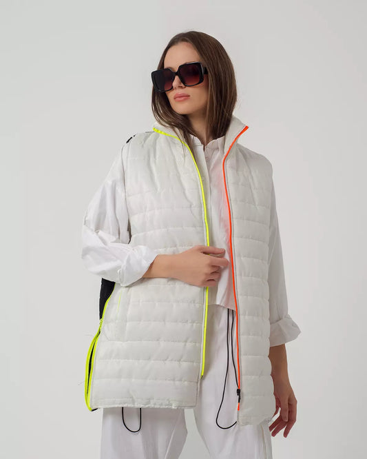 White Pump Vest With Funky Zipper